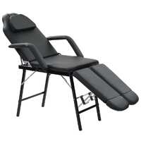  Portable Facial Treatment Chair Faux Leather 185x78x76 cm Black