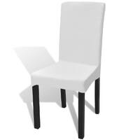  6 pcs White Straight Stretchable Chair Cover