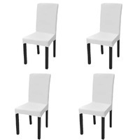  Straight Stretchable Chair Cover 4 pcs White