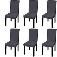  Straight Stretchable Chair Cover 6 pcs Anthracite