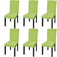  Straight Stretchable Chair Cover 6 pcs Green