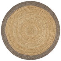  Handmade Rug Jute with Grey Border 90 cm