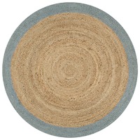  Handmade Rug Jute with Olive Green Border 150 cm