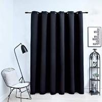  Blackout Curtain with Metal Rings Black 290x245 cm