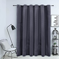  Blackout Curtain with Metal Rings Velvet Anthracite 290x245 cm