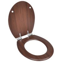  WC Toilet Seat MDF Soft Close Lid Simple Design Brown