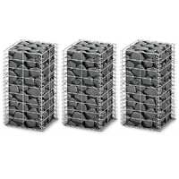  Gabion Set 3 pcs Galvanised Wire 25x25x50 cm