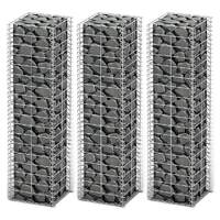  Gabion Set 3 pcs Galvanised Wire 25x25x100 cm