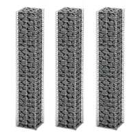  Gabion Set 3 pcs Galvanised Wire 25 x 25 x 150 cm