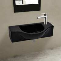  Ceramic Bathroom Sink Basin with Faucet Hole Black
