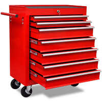  Workshop Tool Trolley 7 Drawers Red