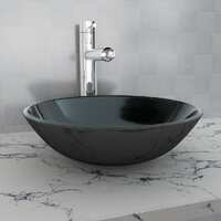  Basin Tempered Glass 42 cm Black