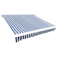  Awning Top Sunshade Canvas Blue &amp; White 350x250 cm