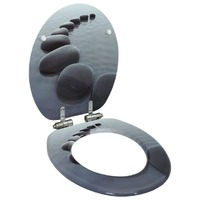  WC Toilet Seat with Soft Close Lid MDF Stones Design