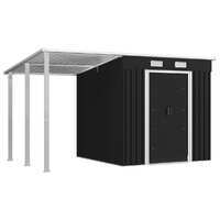  Garden Shed with Extended Roof Anthracite 346x193x181 cm Steel