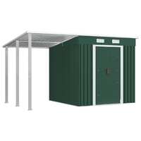  Garden Shed with Extended Roof Green 346x193x181 cm Steel