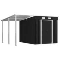  Garden Shed with Extended Roof Anthracite 346x236x181 cm Steel