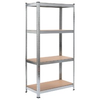  4-Layer Storage Shelf Silver Steel&amp;Engineered Wood