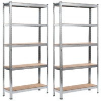  Storage Shelves 2 pcs Silver 90x30x180 cm Steel and MDF