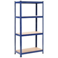  4-Layer Storage Shelf Blue Steel&amp;Engineered Wood