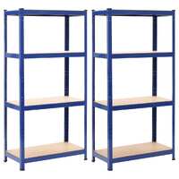  Storage Shelves 2 pcs Blue 80x40x160 cm Steel and MDF