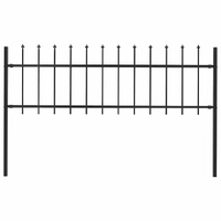  Garden Fence with Spear Top Steel 1.8 m Black