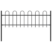  Garden Fence with Hoop Top Steel 1.8 m Black