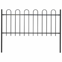  Garden Fence with Hoop Top Steel 1.8 m Black