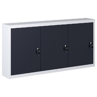  Wall Mounted Tool Cabinet Industrial Style Metal Grey and Black