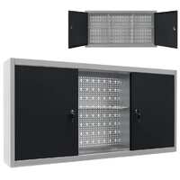  Wall Mounted Tool Cabinet Industrial Style Metal Grey and Black