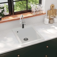  Overmount Kitchen Sink Single Basin Granite Cream White