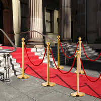  3 Piece VIP Queue Barrier Set Stainless Steel Gold