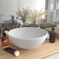  Luxury Bathroom Basin Round Matt White 32.5x14 cm Ceramic