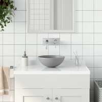  Bathroom Sink Ceramic Light Grey Round