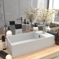  Bathroom Sink with Overflow Ceramic Matt White