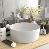  Luxury Wash Basin Round Matt White 40x15 cm Ceramic