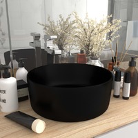  Luxury Wash Basin Round Matt Black 40x15 cm Ceramic