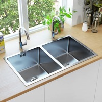  Handmade Kitchen Sink with Overflow Hole Stainless Steel