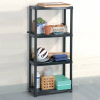  Storage Shelf 4-Tier Black 61x30.5x130 cm Plastic