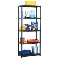  Storage Shelf 5-Tier Black 71x38x170 cm Plastic