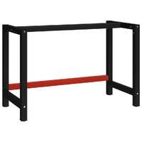  Work Bench Frame Metal 120x57x79 cm Black and Red