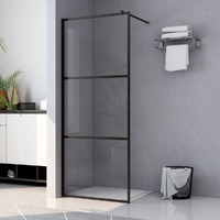  Walk-in Shower Wall with Clear ESG Glass Black 100x195 cm