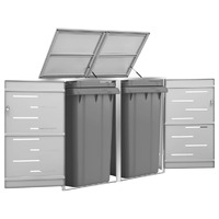  Double Wheelie Bin Shed 138x77.5x112.5 cm Stainless Steel