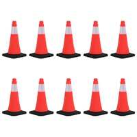  Reflective Traffic Cones with Heavy Bases 10 pcs 50 cm