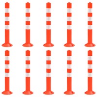  Traffic Control Bollards 10 pcs 75 cm PE
