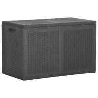  Garden Storage Box 180L Black PP Rattan