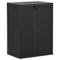  Garden Storage Cabinet Black 65x45x88 cm PP Rattan