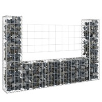  U-shape Gabion Basket with 2 Posts Iron 140x20x100 cm