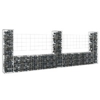  U-shape Gabion Basket with 3 Posts Iron 260x20x100 cm