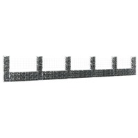  U-shape Gabion Basket with 6 Posts Iron 620x20x100 cm